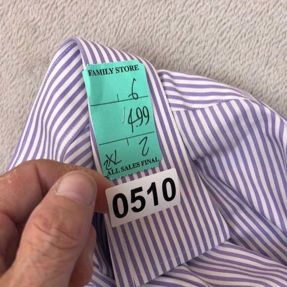 Brooks Brothers Mens Dress Shirt Size XXL 18.5 Neck Non Iron Striped Purple - Picture 16 of 16
